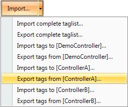 Importing and Exporting Tags Section 4 Tags Saving the Import Configuration For repetitive import actions the import configuration, e.g. how columns are bound and from which row to start the import, can be saved and reused.