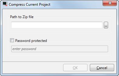 Section 8 Ribbon Tabs Project Ribbon Tab Compress Project Settings Referenced Assemblies Related information Compress Project The project source files can be compressed into a Zip file using the
