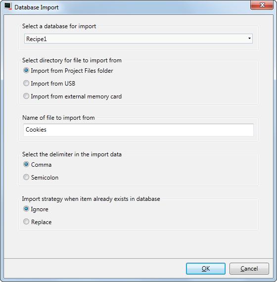 Section 13 Recipe Management Recipe Import Recipe Import to an Panel 800 Version 6 Target It is possible to import the csv file using the Import from USB, Import from external memory card or the