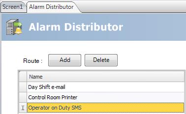 Alarm Distributor Section 15 Alarm Management Receivers Tab The receivers of