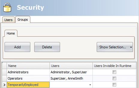 Section 16 Security Management Security Groups Security Groups Security groups are definedonthegroups tab of the security configuration page.