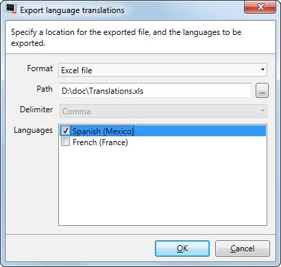 Section 17 Language Management Exporting Languages Parameter Only translate items that have not yet been translated Translate from Translate to Description Unchecking the box replaces also already