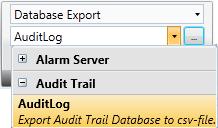 Audit Trail Export Section18AuditTrail Audit Trail Export An audit trail database can be exported as a.csv file and saved to a USB stick, an external memory card or to the project files folder.