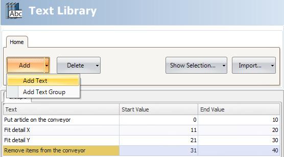 Section 19 Text Library With the text library function, text tables can be created, where values are linked to texts.