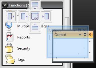 Section 3 Development Environment Desktop Area Docking a Tabbed Group It is possible to dock a tool to an existing group of tools, creating a grouped window with tabs: 1.