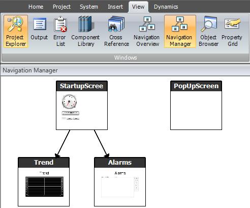 Section 3 Development Environment Navigation Manager Navigation Manager The Navigation Manager is used to manage screens and their relations with respect to project navigation in runtime.