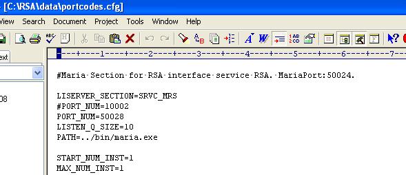 5. Edit other parameters in the portcodes.cfg file like MAX_NUM_INST, DUMP_RECV_BYTES=Y according to your environment.