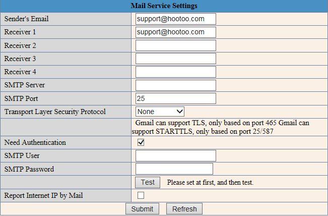 - Other Mail Service Settings This email alert works with motion detection.