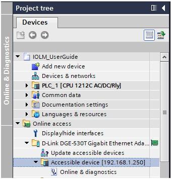 Download and run the project. The IO controller will not attempt to assign IP address to the IOLM. You must assign a static IP address to the IOLM manually. 5.