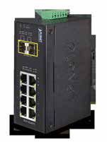 PLANET is an industrial 10-port full Gigabit Ethernet Switch providing nonblocking wire-speed performance and great flexibility for Gigabit Ethernet deployment and extension in harsh environment.