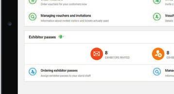 or simply upload them as Excel file view all information on your exhibitor passes and vouchers