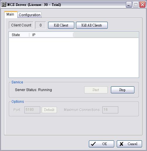 Network Management Network Management NCS Server Management On the NCS Server Window, administrators can Kill Client, change port of connect, and limit the maximum client connections.