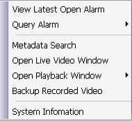 Metadata devices. The steps are the same as on the Camera Alarm Menu (see pages 76).