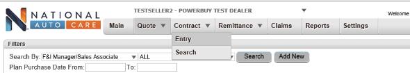 Entering in a Contract The user will click on the Contract tab, and then select Entry as displayed in Figure 1.