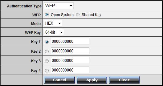 Click on Wireless, and click on Security. 3. Click on the Authentication Type drop-down list to select your wireless security type. WEP Choose Open System or Shared Key.