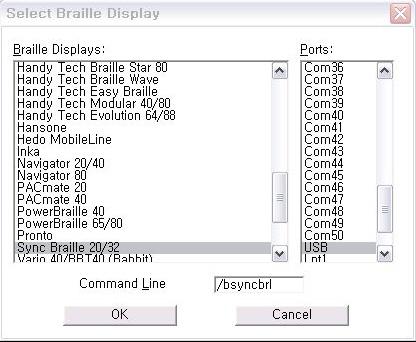 3) Select Sync Braille 20/32 for