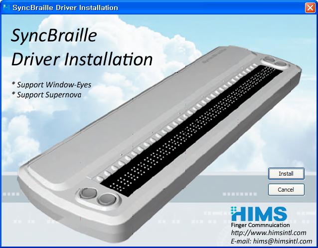 4.1.1 Installing SyncBraille Driver on the Windows 2000, XP and Vista 1) Insert the Drive Installation CD into CD-ROM drive or DVD- ROM drive in you PC after connecting SyncBraille to PC using USB