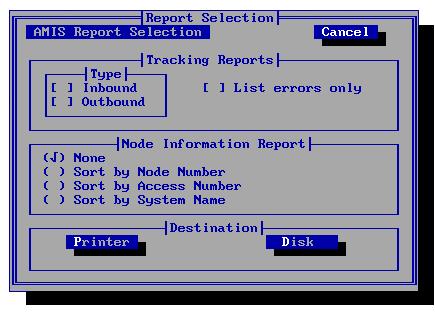 The Reports Menu AMIS Statistics AMIS Statistics The AMIS Statistics report allows you to create custom reports containing information about messages sent and received using the AMIS Interface Module