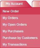 My Account Tab 3.1 New Order On this screen you can create a new order or modify an existing draft.