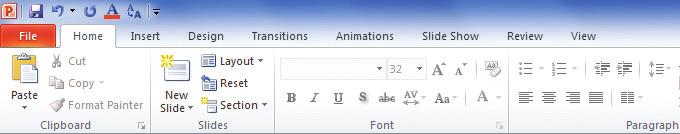 8 PowerPoint 00 By default, the Quick Access Toolbar appears above the Ribbon.