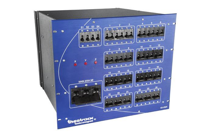 VD Series Video Power Distribution Units, 2 to 9 RU Theatrixx Technologie s VD series are especially designed for video LED wall power.