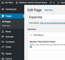 Reordering sections within a page To change the order of sections within a page, click
