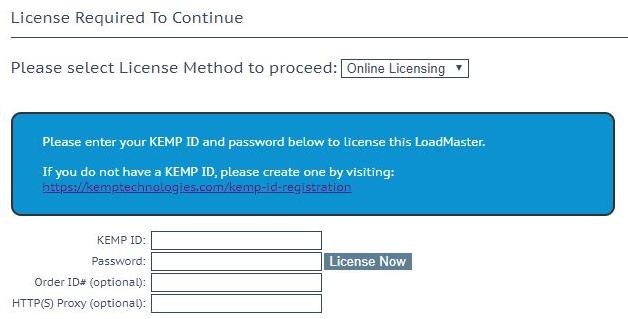2 Installing Virtual LoadMaster (VLM) using Hyper-V Manager 5. If using the Online licensing method, fill out the fields and click License Now.