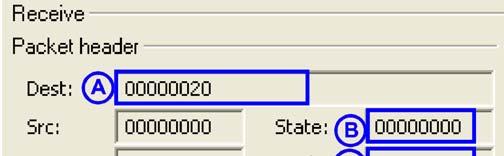 Tools 120/157 5. Evaluate received packet. Receive > Packet header Under Dest the receiver is displayed. Under State the status code or possibly an error code is displayed.