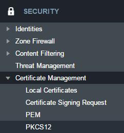Disabled Detect and Prevent IPS mode Detect Only IDS mode CERTIFICATE MANAGEMENT LOCAL CERTIFICATES This is a table of local certificates, including