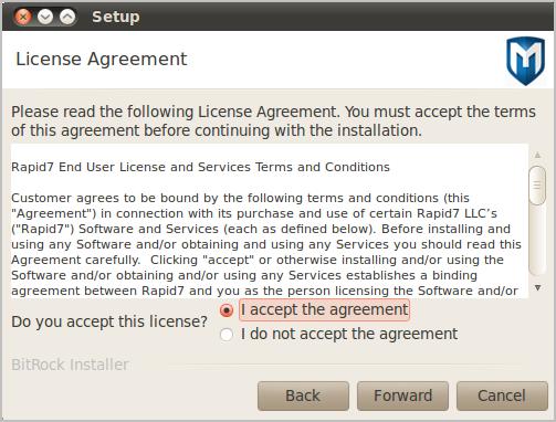7. Accept the license agreement and click Forward. 8.