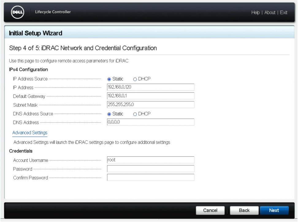 Configure the idrac network settings and root user password, wait for
