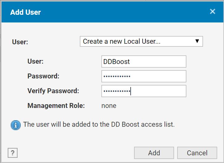 The DDBoost User will have to be added as admin in the User Section as well. Administration > Access then the Local Users Tab. Modify the DDBoost Management Role and verify that admin is selected. 5.