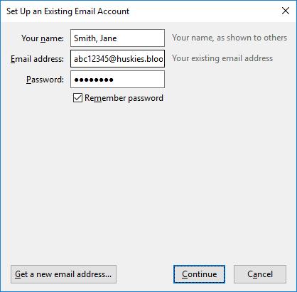 2. In the Mail Account Setup window, type in your name, full email address, and