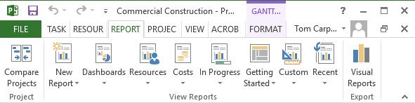 HOW TO GET STARTED WITH MICROSOFT PROJECT Creating Reports Microsoft Project supports two internal report types. 1. Classic reports 2.