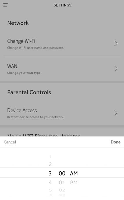 Parental controls Device access Parental controls allow you to manage which client devices can access your Nokia WiFi.