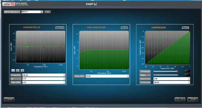 NPX SYSTEM 9 MP-8000 GUI INPUT / OUTPUT DSP SETTING SCREEN ❶ ❷ ❸ ❹ ❺ ➊ VOLUME Channel 1~8/ adjust between 0~100.