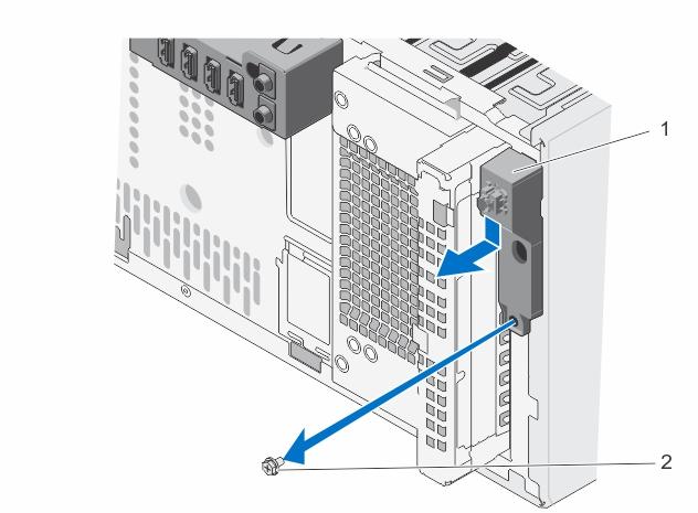 Figure 10. Removing and Installing the Power Switch 1. power switch 2. screw Installing The Power Switch 1.
