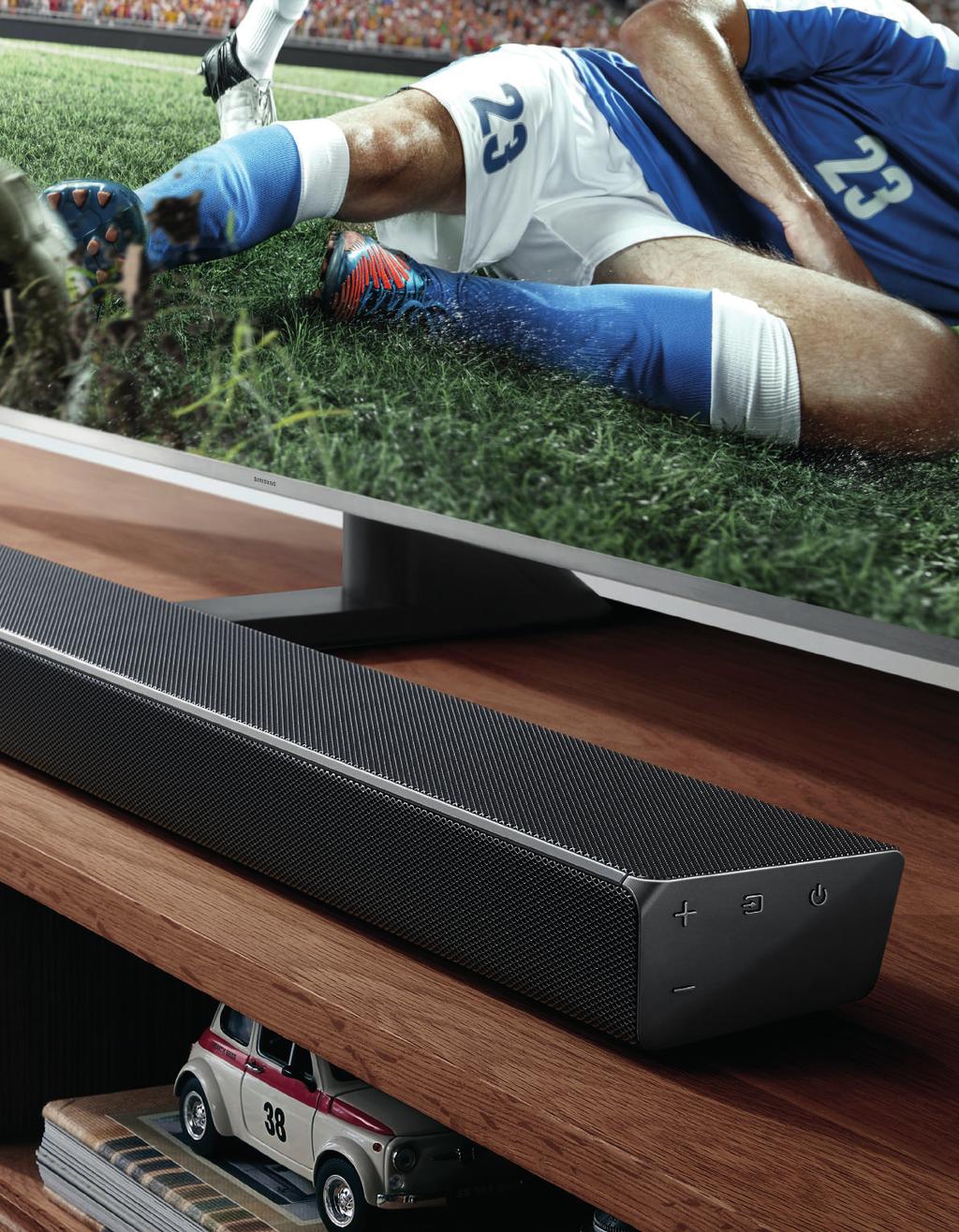 Surround yourself in the action with panoramic sound Experience panoramic sound with innovative Samsung Acoustic Beam