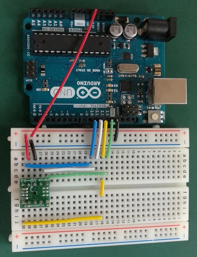 2.2 SPI INTERFACE The EV3635A evaluation board can be easily wired to any microcontroller. This example shows a typical Arduino UNO platform.