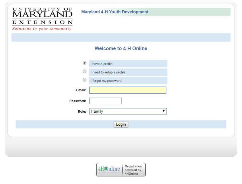 How to Create a Contact Profile in 4-H Online The first step to registering for a Maryland 4-H event is creating a profile in the 4-H Online data management system.