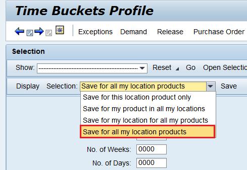 Select the menu point Save for all my location products (see below) this will give the same way of seeing forecasts for all products. Press the Edit button.