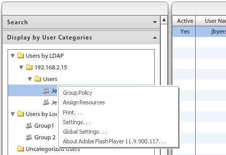 Assigning Settings and Resources to Groups/Folders from the Grid Settings such as Policy Suite, Connection Schedule, and Liability can
