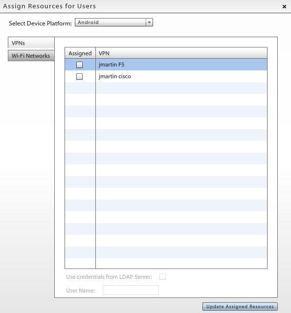 3. Right click on an LDAP group/folder and select the Assign Resources option to assign resources.