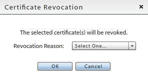 Revoke a Certificate Certificates issued from the organization s certificate server via NotifyMDM can be revoked from the user s profile or from the Certificate Grid (Organization Management >