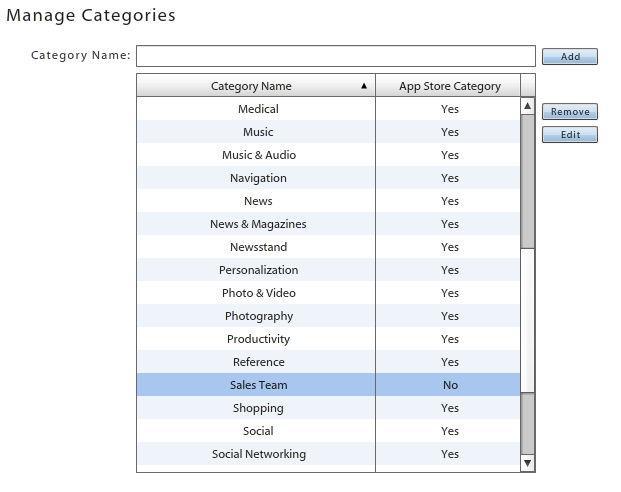 Application Categories Managed Android and ios applications can be grouped into categories so that multiple apps can be assigned in bundles to LDAP groups/folders or local groups.
