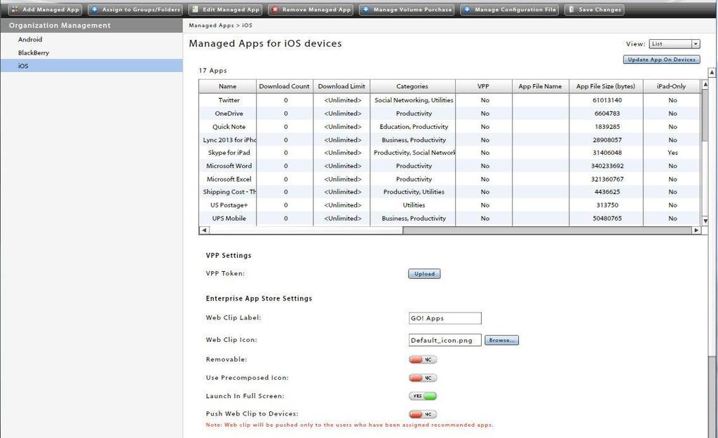 Adding and Managing Apps for ios Devices Apple MDM functionality makes it possible for an administrator to manage the ios applications in the Managed App list.