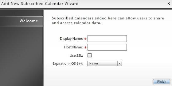 Subscribed Calendars -Display Name -Host Name -Use SSL -Expiration (ios 6+)