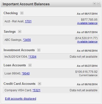 seven. Up to 100 copies of this panel can be added to the Dashboard so company users can view all entitled accounts if desired.