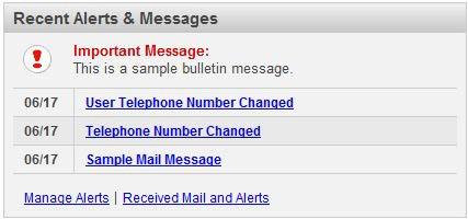 Important Account Balances Panel Sample About the Recent Alerts & Messages Panel The Recent Alerts & Messages panel provides company users with the last seven calendar days of alerts and messages