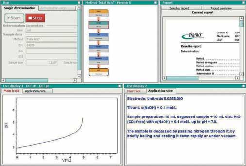 tiamo TM titration and more! 16 tiamo TM is a control and database software for titrators, dosing devices and sample changers that allows complete laboratory automation.
